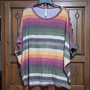 Dear Scarlett Multicolor Striped Short Sleeve Top